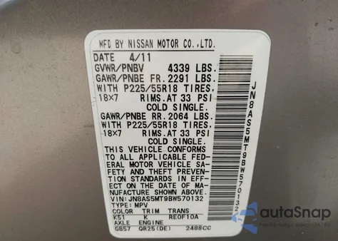 2011 Nissan Rogue Sv from USA, damaged, VIN JN8AS5MT9BW570132